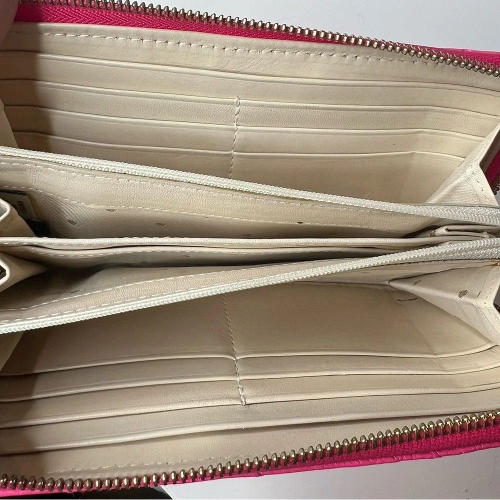 Kate spade quilted leather in hot pink large wallet